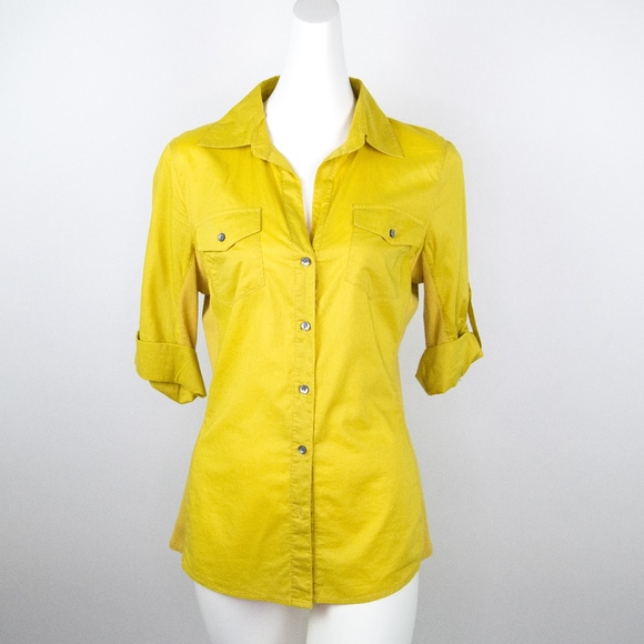 Sandra Ingrish Tops - Sandra Ingrish Mustard Yellow Button Up Blouse